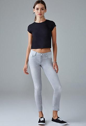 Forever21 Women's  Low-rise Skinny Ankle Jeans (light Grey)
