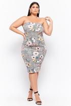 Forever21 Plus Size Floral Houndstooth Tube Dress