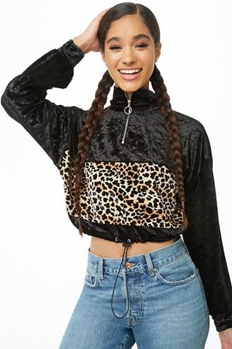 Forever21 Crushed Velvet Patternblock Pullover