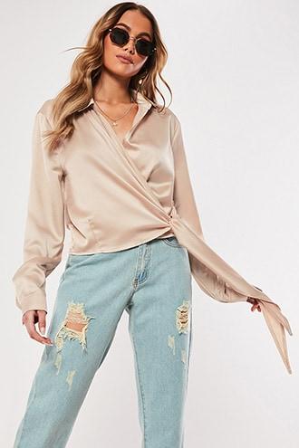 Forever21 Missguided Satin Side-tie Top