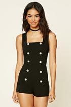 Forever21 Women's  Black Button-front Romper