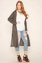 Forever21 Plus Women's  Charcoal Plus Size Crochet-back Cardigan