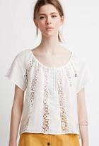 Forever21 Contemporary Crochet-paneled Peasant Top