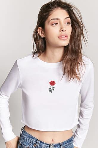 Forever21 Raw-cut Rose Tee