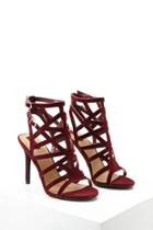 Forever21 Women's  Wine Caged Faux Suede Heels