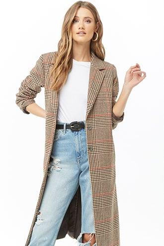 Forever21 Glen Plaid Twill Coat