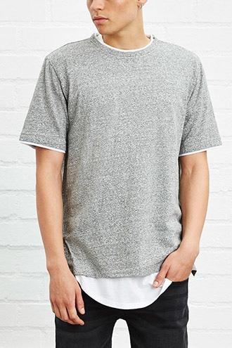 21 Men Men's  Contrast-trim Marled Tee