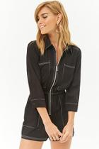 Forever21 Contrast Stitch Zip-up Romper