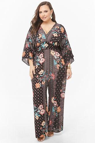 Forever21 Plus Size Floral Geo Print Jumpsuit