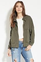 Love21 Women's  Olive Utility Batwing Jacket