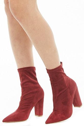 Forever21 Faux Suede Sock Ankle Booties