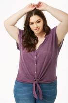 Forever21 Plus Size V-neck Tie-hem Top