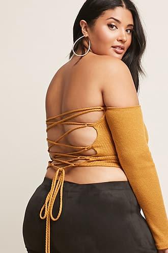 Forever21 Plus Size Off-the-shoulder Slub Knit Crop Top