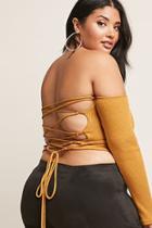 Forever21 Plus Size Off-the-shoulder Slub Knit Crop Top