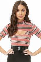 Forever21 Striped Cutout Twofer Crop Top