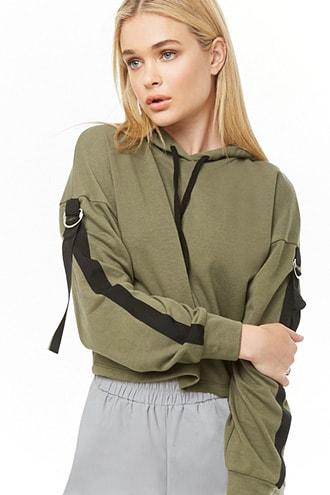 Forever21 D-ring Ribbon-trim Hoodie