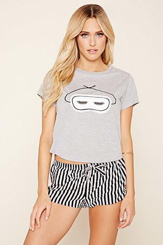 Forever21 Women's  Sleep Eye Mask Pj Set