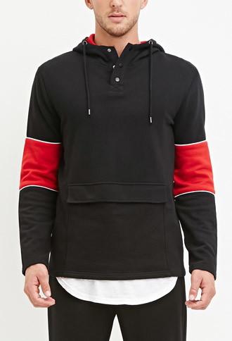 21 Men Colorblocked Pocket Hoodie