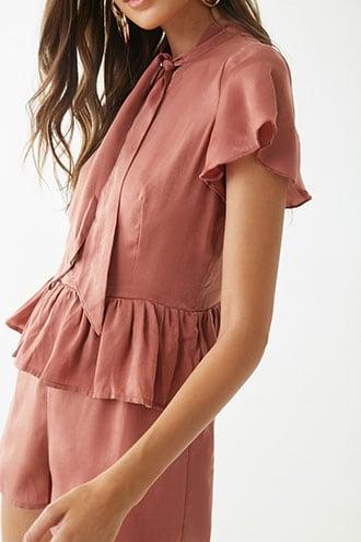 Forever21 Satin Cutout Ruffle-trim Romper