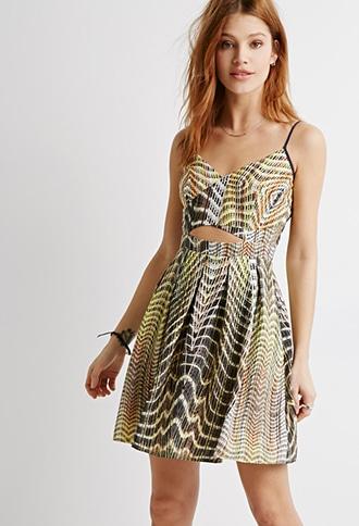 Forever21 Contemporary Abstract Print Cutout Dress
