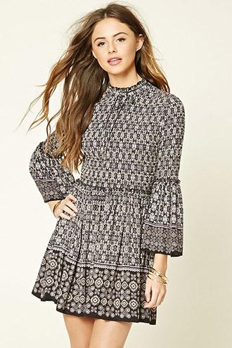 Forever21 Women's  Ornate Print Smock Dress