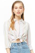 Forever21 Multicolor Striped Curved-hem Shirt