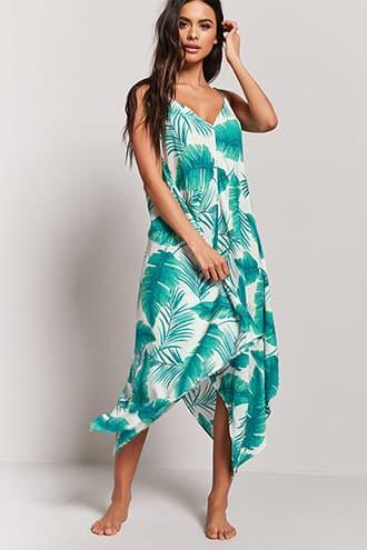 Forever21 Palm Leaf Graphic Swim Cover-up Dress