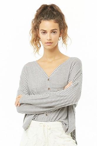 Forever21 Striped High-low Cardigan