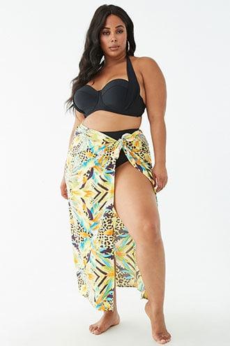 Forever21 Plus Size Tropical Animal Print Swim Cover-up Sarong