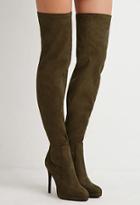 Forever21 Women's  Faux Suede Over-the-knee Boots (olive)