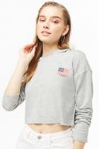 Forever21 Hooded 1981 Graphic Raw-cut Top