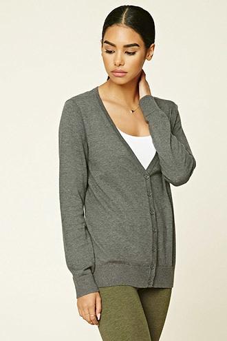 Forever21 Plus Women's  Charcoal Cotton-blend Cardigan