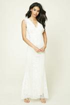 Forever21 Women's  Cream & Nude Crochet Lace Maxi Dress