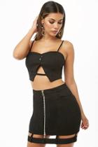 Forever21 Denim Cropped Cami & Caged Mini Skirt Set