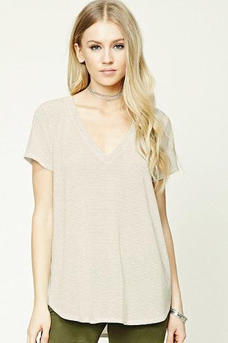 Forever21 Stripe V-neck Tee