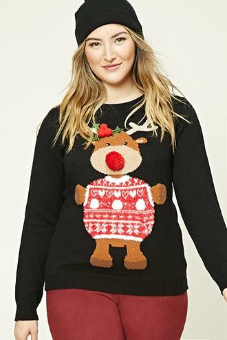 Forever21 Plus Women's  Plus Size Reindeer Sweater