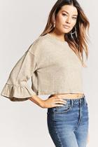 Forever21 Marled Tiered-sleeve Crop Top