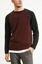 21 Men Men's  Burgundy & Black Marled Knit Raglan Sweater