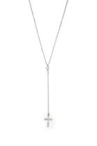 Forever21 Silver & Clear Drop Chain Cross Necklace