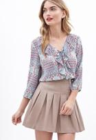 Forever21 Contemporary Stained Glass Print Ruffled Blouse