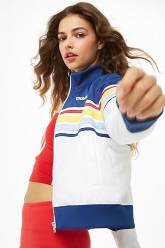 Forever21 Wilson Striped Logo Jacket