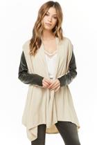 Forever21 Faux Leather-trim Longline Cardigan