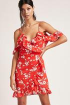 Forever21 Open-shoulder Floral Wrap Dress