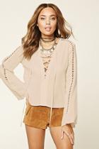 Forever21 Women's  Bell-sleeve Lace-up Top