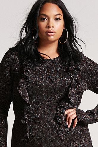 Forever21 Plus Size Ruffle Metallic Knit Sweater