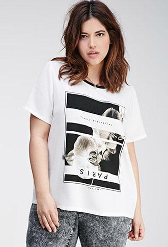 Forever21 Plus Size Fleurs Graphic Crepe Top
