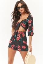 Forever21 Floral Tie-front Cutout Romper