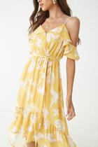 Forever21 Tropical Print Open-shoulder Dress