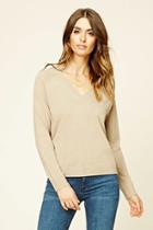 Forever21 Women's  Taupe V-neck Sweater Top
