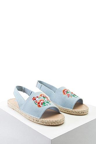 Forever21 Floral Slingback Espadrilles